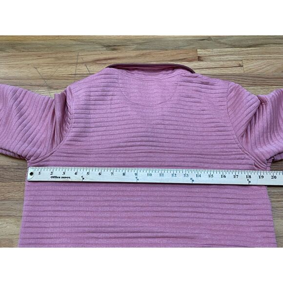 L.L. Bean Airlight Women's S Pink Pullover Quarter Snap Sweatshirt Knit Striped - Picture 6 of 8